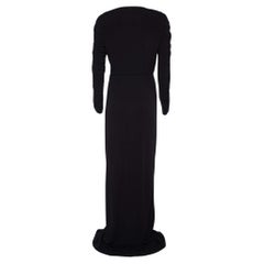 Just Cavalli Black Jersey Crystal Ruched Sleeve Gown M