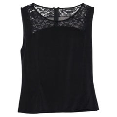 Just Cavalli - Top senza maniche in jersey nero con bordo in pizzo L.L.A.