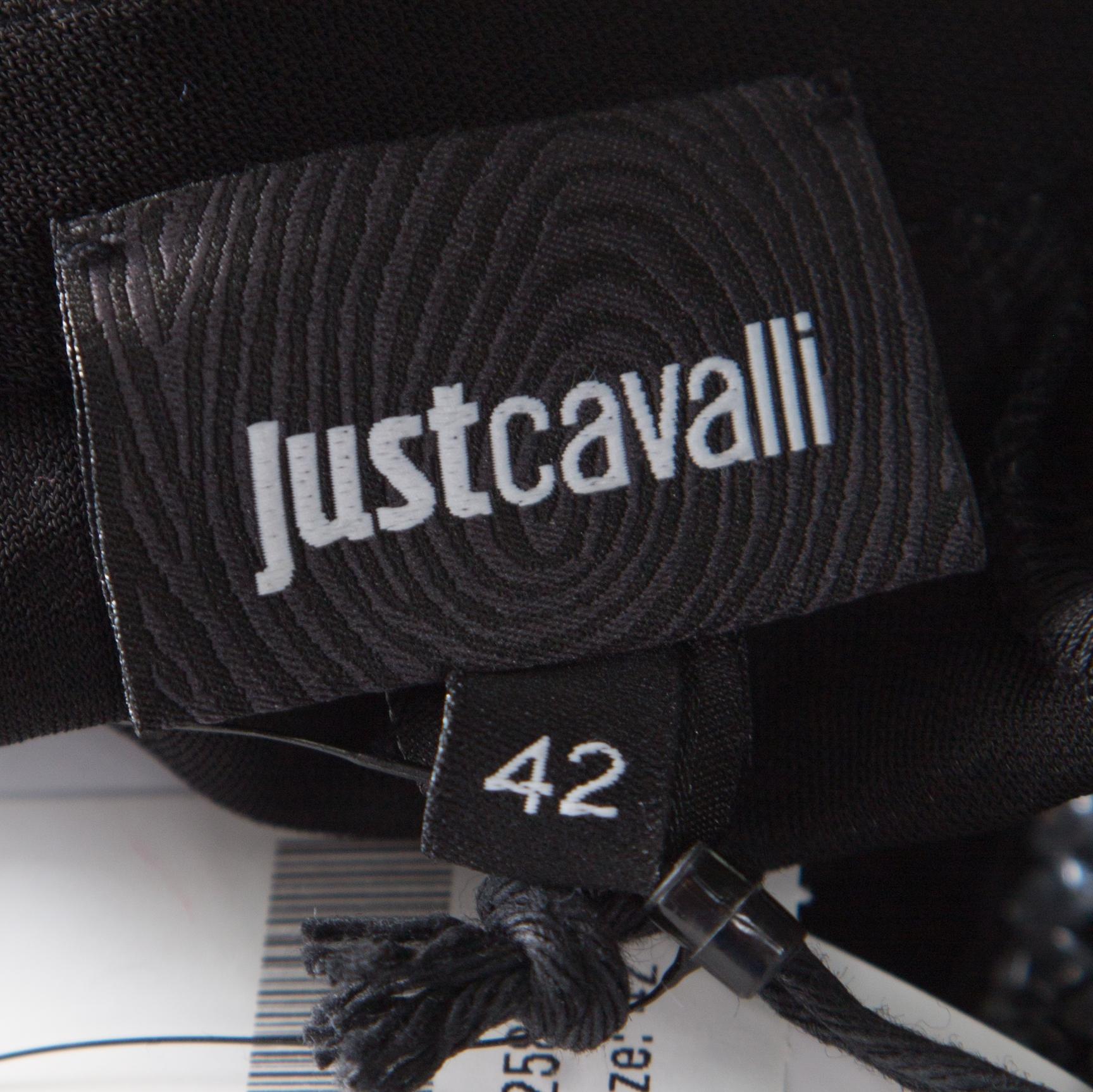 Just Cavalli Black Knit Multicolor Crystal Embellished Long Sleeve Dress M 1