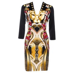 Just Cavalli Black Leo Butterfly Print Jersey Fitted Dress L