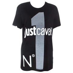 Just Cavalli Black Logo Print Jersey Oversized T-shirt XXS