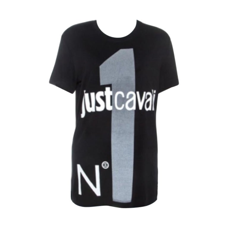 Just Cavalli Black Logo Print Jersey Oversized T-shirt XXS