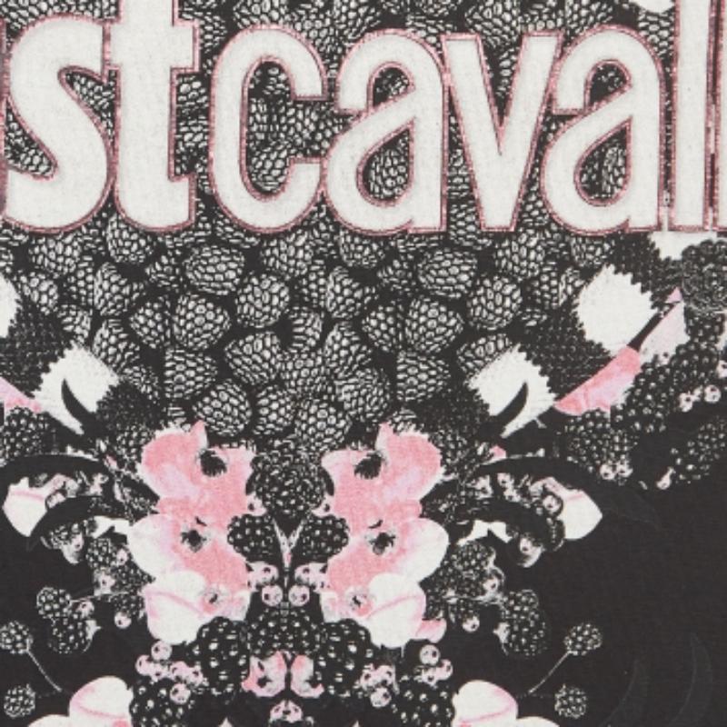Uomo Just Cavalli - Maglietta aderente in cotone elasticizzato con stampa del logo nero - XXL in vendita
