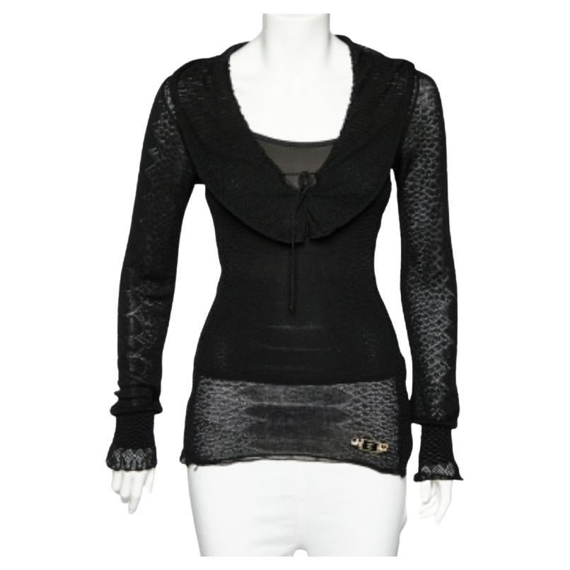 Just Cavalli Top de punto negro perforado M