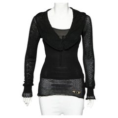 Just Cavalli Black Perforated Knit Top M