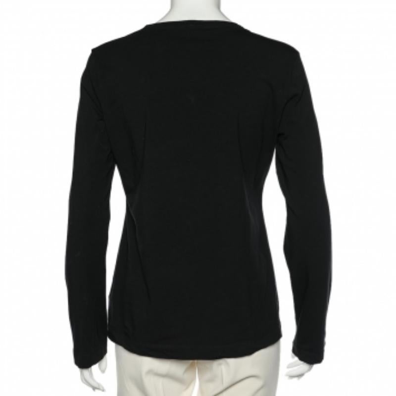 Just Cavalli Black Printed Cotton Knit Long Sleeve T-Shirt XL In Good Condition For Sale In Dubai, Al Qouz 2