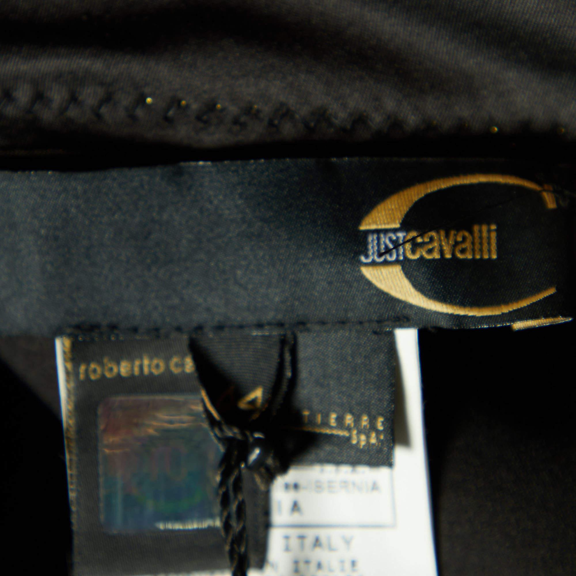 Just Cavalli Black Satin Contrast Detail Skirt M 1