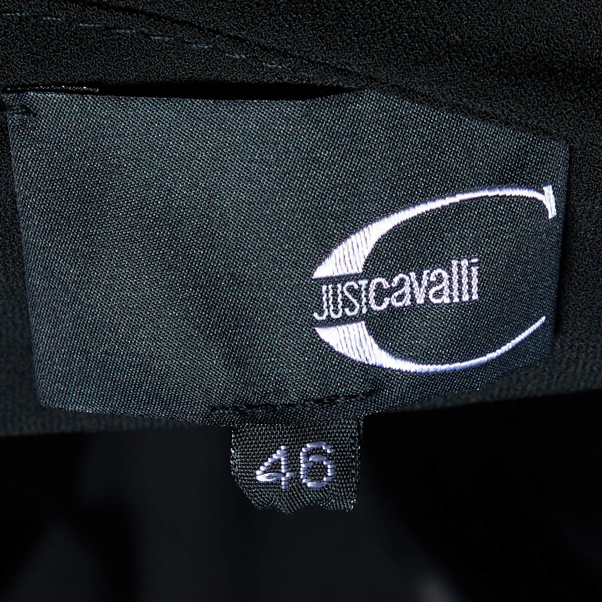 Women's Just Cavalli Black Sequin Embellished Paneled One Shoulder Dress L For Sale