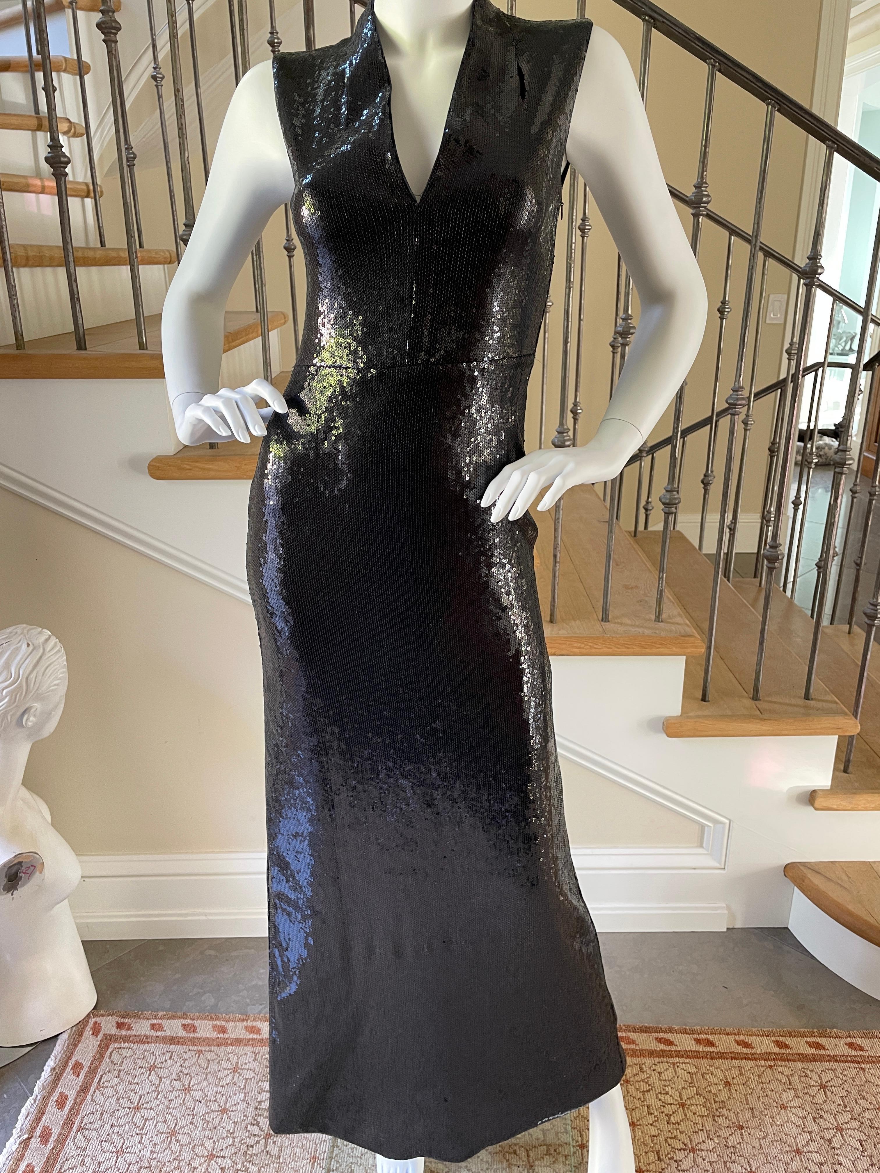 Just Cavalli Black Sequin Scuba Look Sheath Dress by Roberto Cavalli In Excellent Condition For Sale In Cloverdale, CA