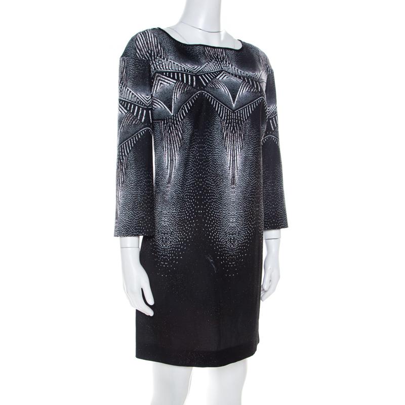 Just Cavalli Black & White Printed Glitter Detail Dress S In Excellent Condition In Dubai, Al Qouz 2