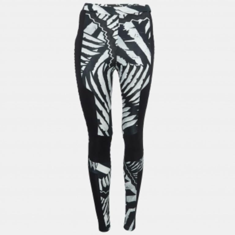 Just Cavalli Schwarz/Weiß Bedruckte Jersey-Leggings S