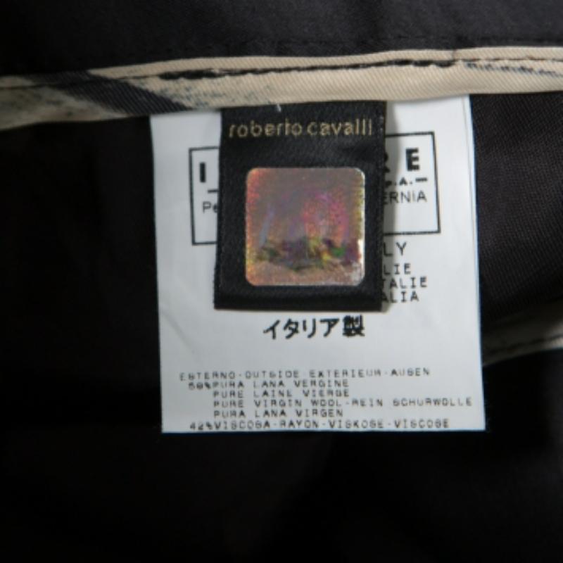 Just Cavalli Schwarze Hose aus Wolle mit Logo-Plakette und geradem Ausschnitt S im Angebot 1