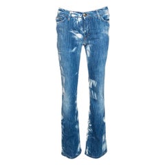 Just Cavalli Blue Acid Washed & Distressed Denim Straight Fit Jeans S