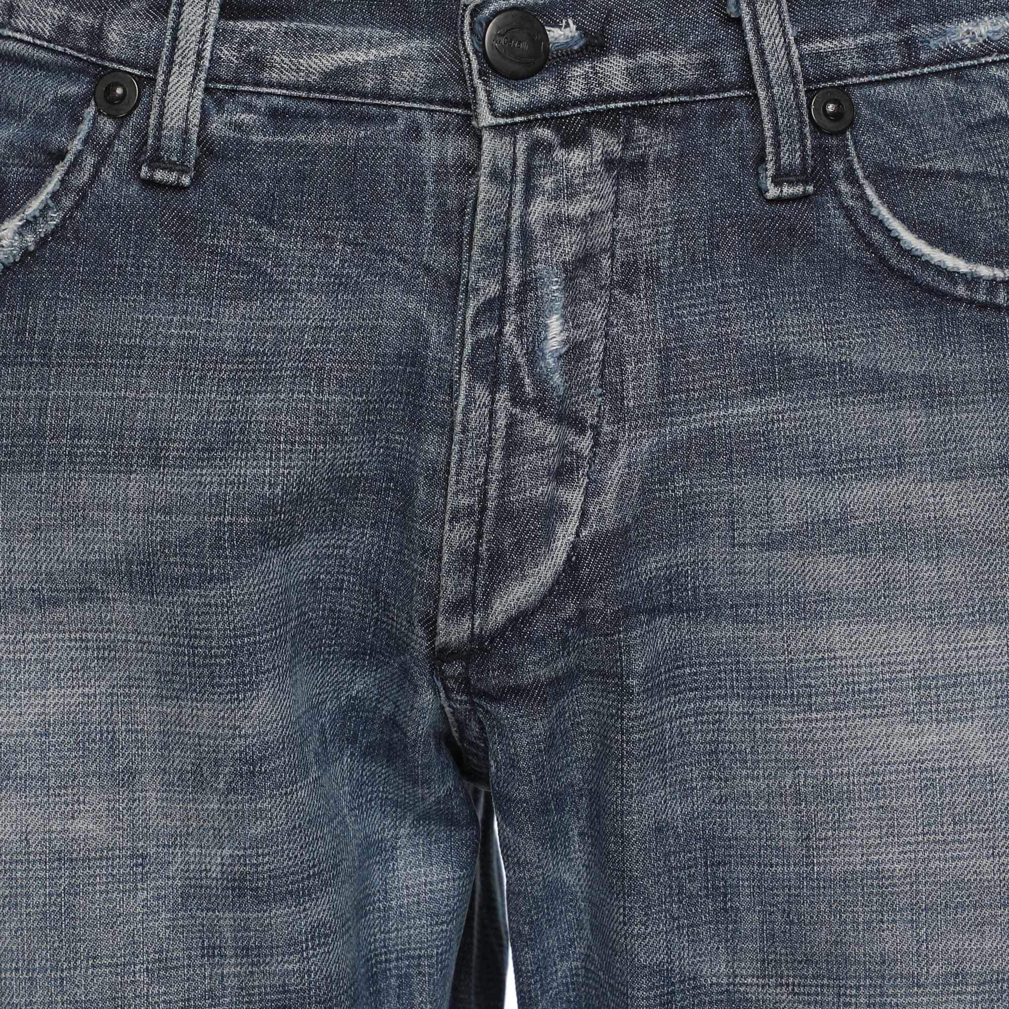 Just Cavalli Blaue Denim-Jeans im Distressed-Stil S (Schwarz) im Angebot