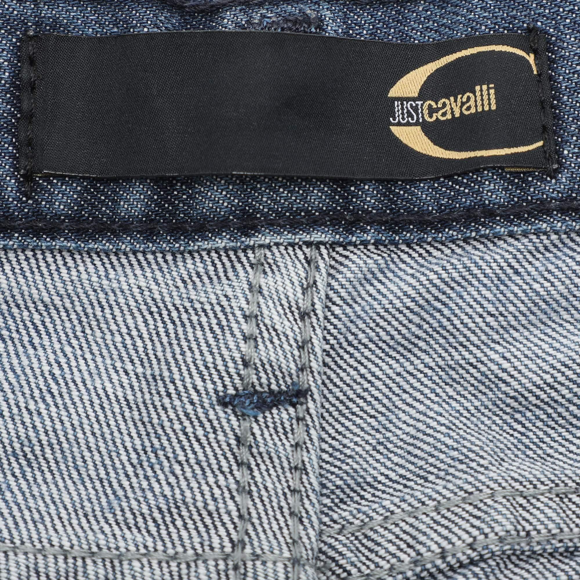 Just Cavalli Blaue Denim-Jeans im Distressed-Stil S Herren im Angebot