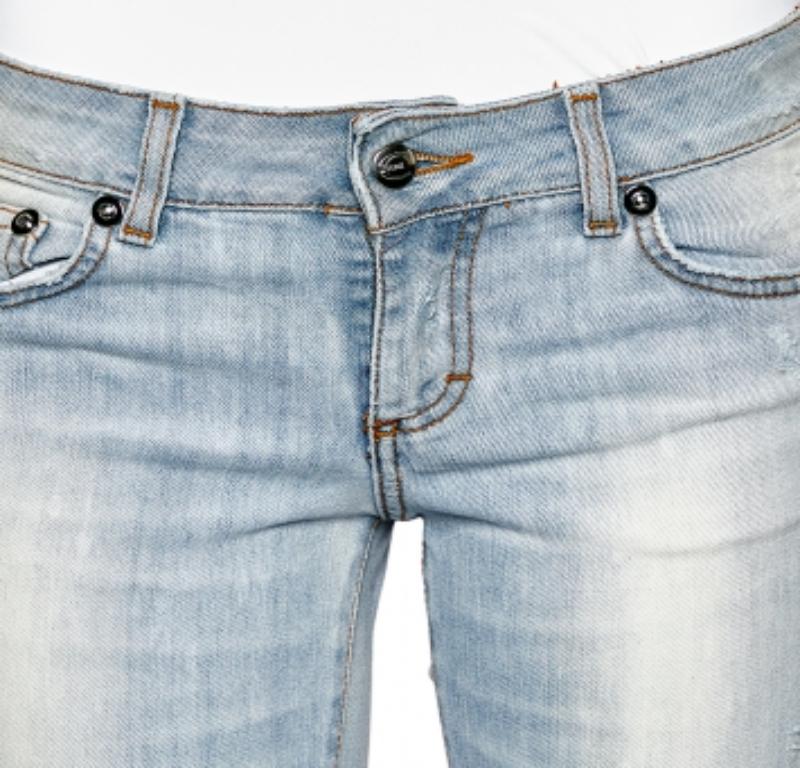 Just Cavalli - Jean droit ajusté en denim bleu vieilli, taille M 2