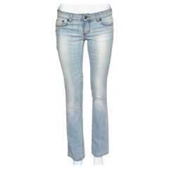 Just Cavalli Blue Denim Distressed Straight Fit Jeans M