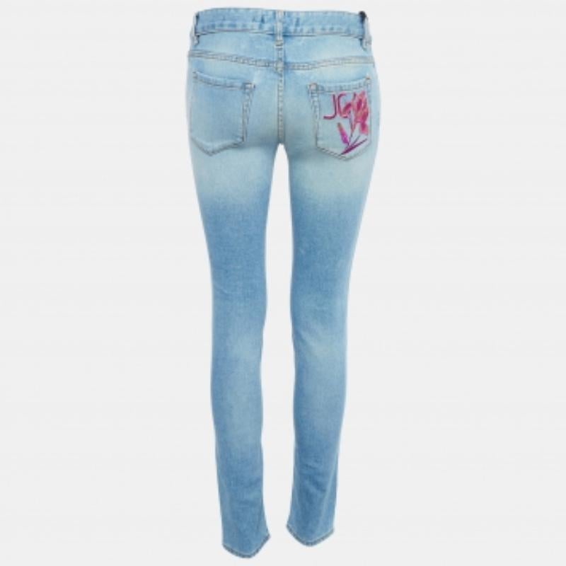 Just Cavalli Vaquero Azul Bolsillo Bordado Vaqueros Slim Fit S Cintura 26 en venta 1