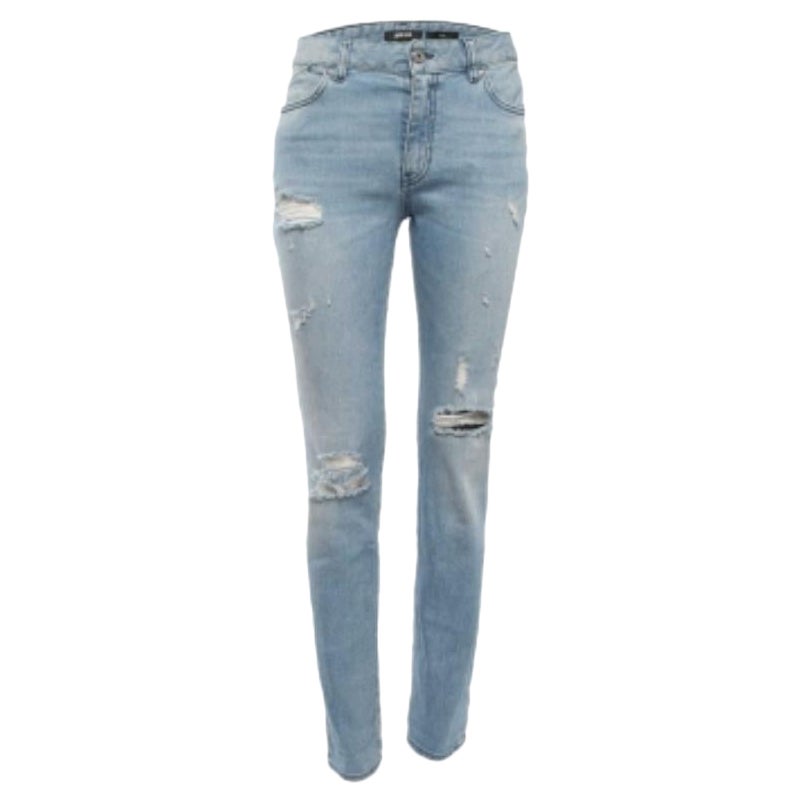 Just Cavalli Jeans Slim Fit Denim Distressed Blu M Vita 29"