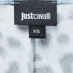 Just Cavalli Blue Leopard Print Knit Long Sleeve Mini Dress XS