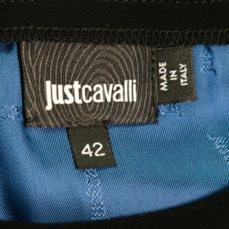Blu Just Cavalli - Tunica oversize in crepe con stampa leopardata blu - M. I. in vendita