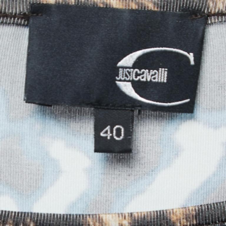 Just Cavalli - Vestito midi a maniche lunghe in jersey stampato blu S In condizioni buone in vendita a Dubai, Al Qouz 2