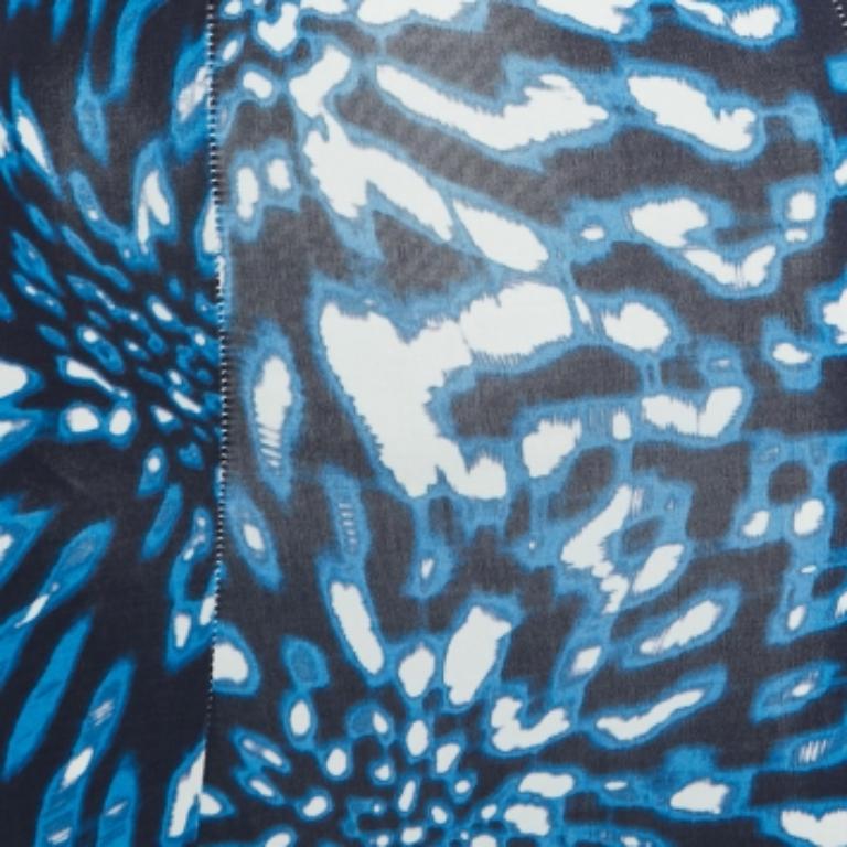 Donna Just Cavalli - Vestito midi a maniche lunghe in jersey stampato blu S in vendita
