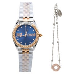 Just Cavalli Blue Two-Tone Stainless Steel Crystal Brillante JC1L195M0125 Women'