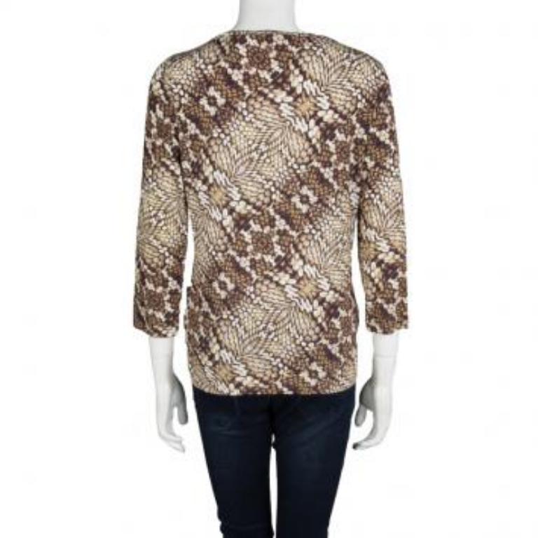 Just Cavalli Brown Top en maille imprimé d'animaux L Bon état - En vente à Dubai, Al Qouz 2