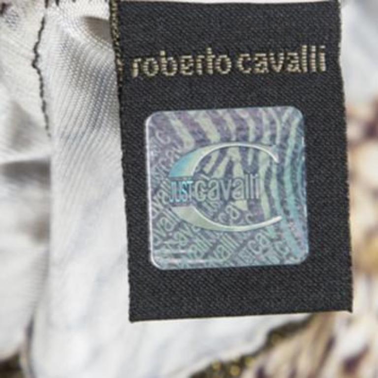 Just Cavalli Brown Top en maille imprimé d'animaux L en vente 1