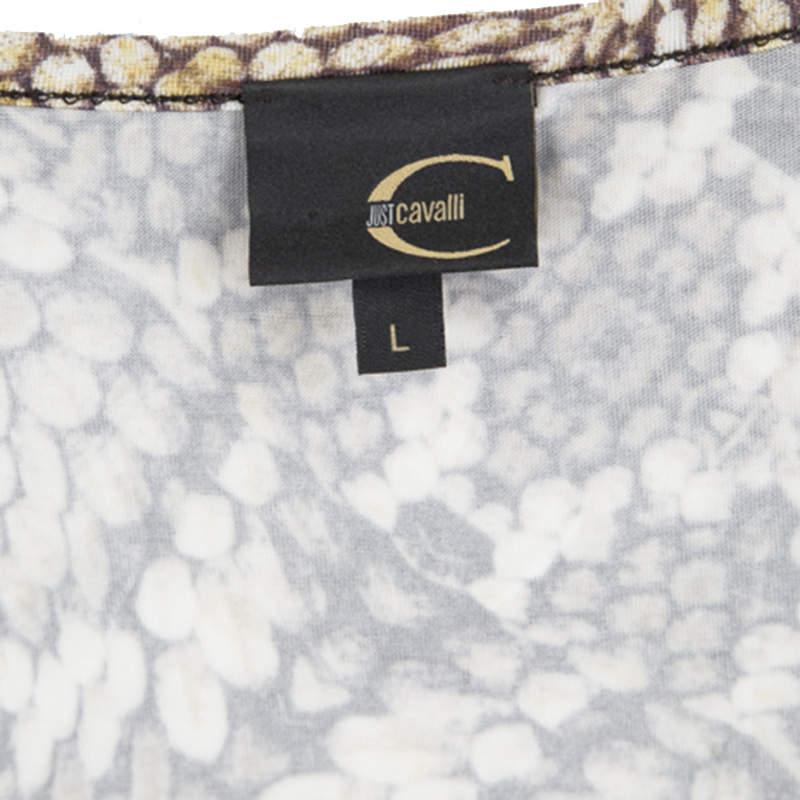 Just Cavalli Brown Animal Printed Knit Top L For Sale 3