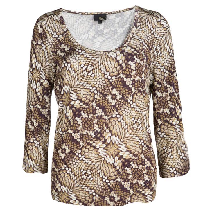 Just Cavalli Brown Animal Printed Knit Top L For Sale