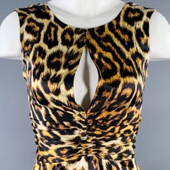 Just Cavalli Brown Black Animal Print Ruched Keyhole Dress Marked IT 38