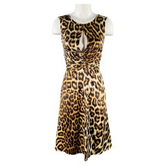 Just Cavalli Brown Black Animal Print Ruched Keyhole Dress Marked IT 38