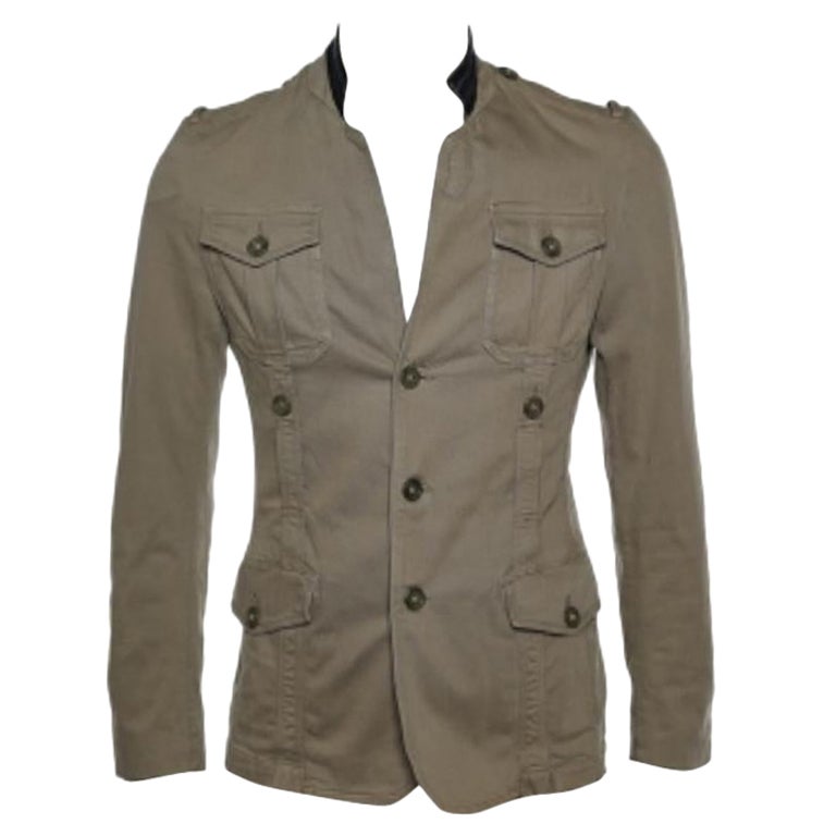 Just Cavalli Brown Cotton Cargo Pocket Button Front Jacket S