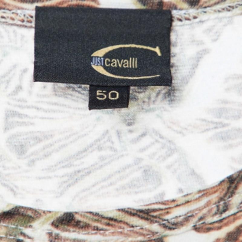 Just Cavalli - T-shirt aderente in cotone e modal stampata marrone L. In condizioni buone in vendita a Dubai, Al Qouz 2