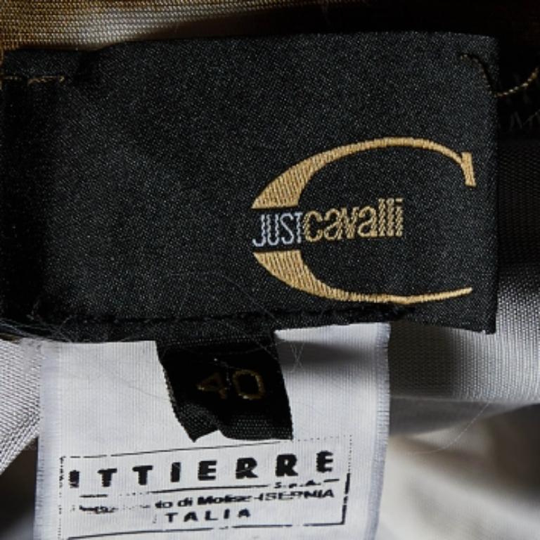 Just Cavalli Brown - Robe portefeuille en jersey imprimé S Bon état - En vente à Dubai, Al Qouz 2