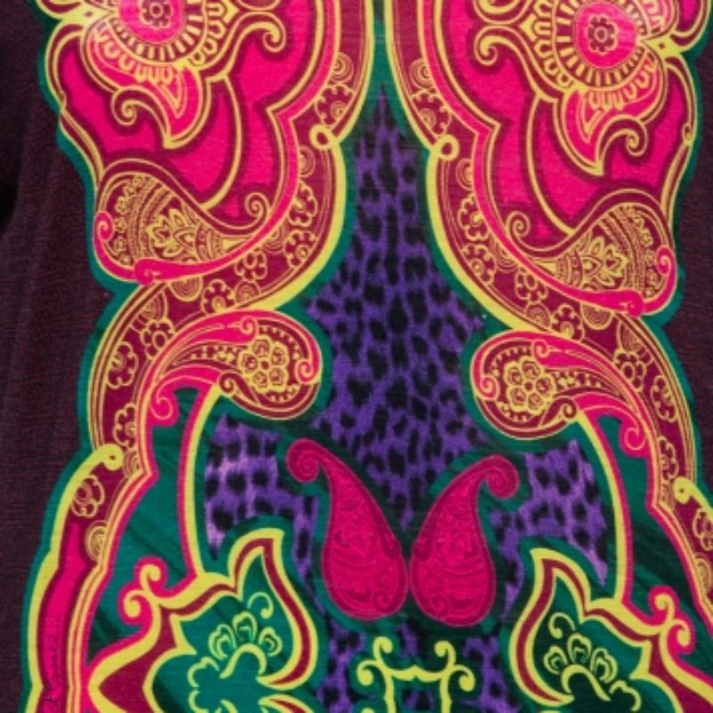 Just Cavalli Braunes bedrucktes Woll-Strick-Shiftkleid L 1