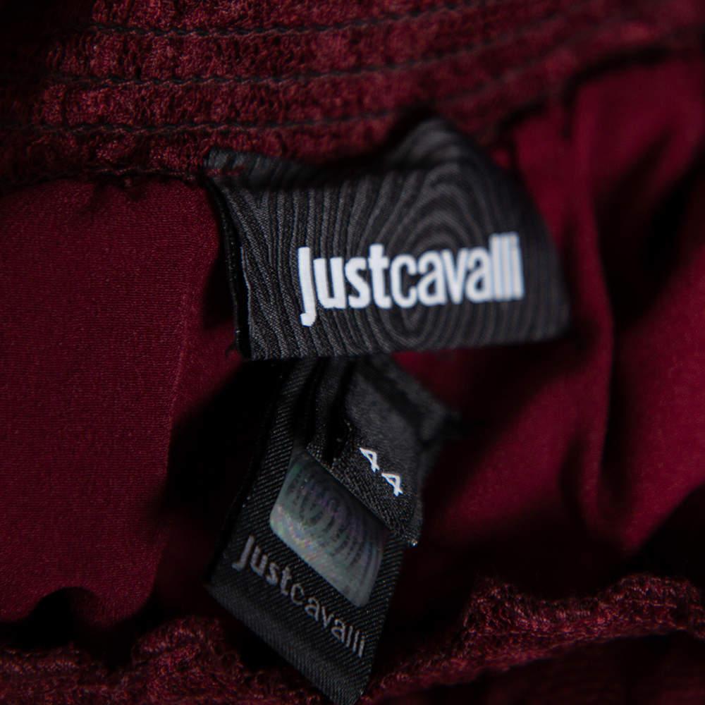 Women's Just Cavalli Burgundy Lace Tiered Paneled Maxi Skirt M