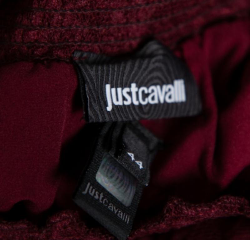 Women's Just Cavalli Burgundy Lace Tiered Paneled Maxi Skirt M For Sale