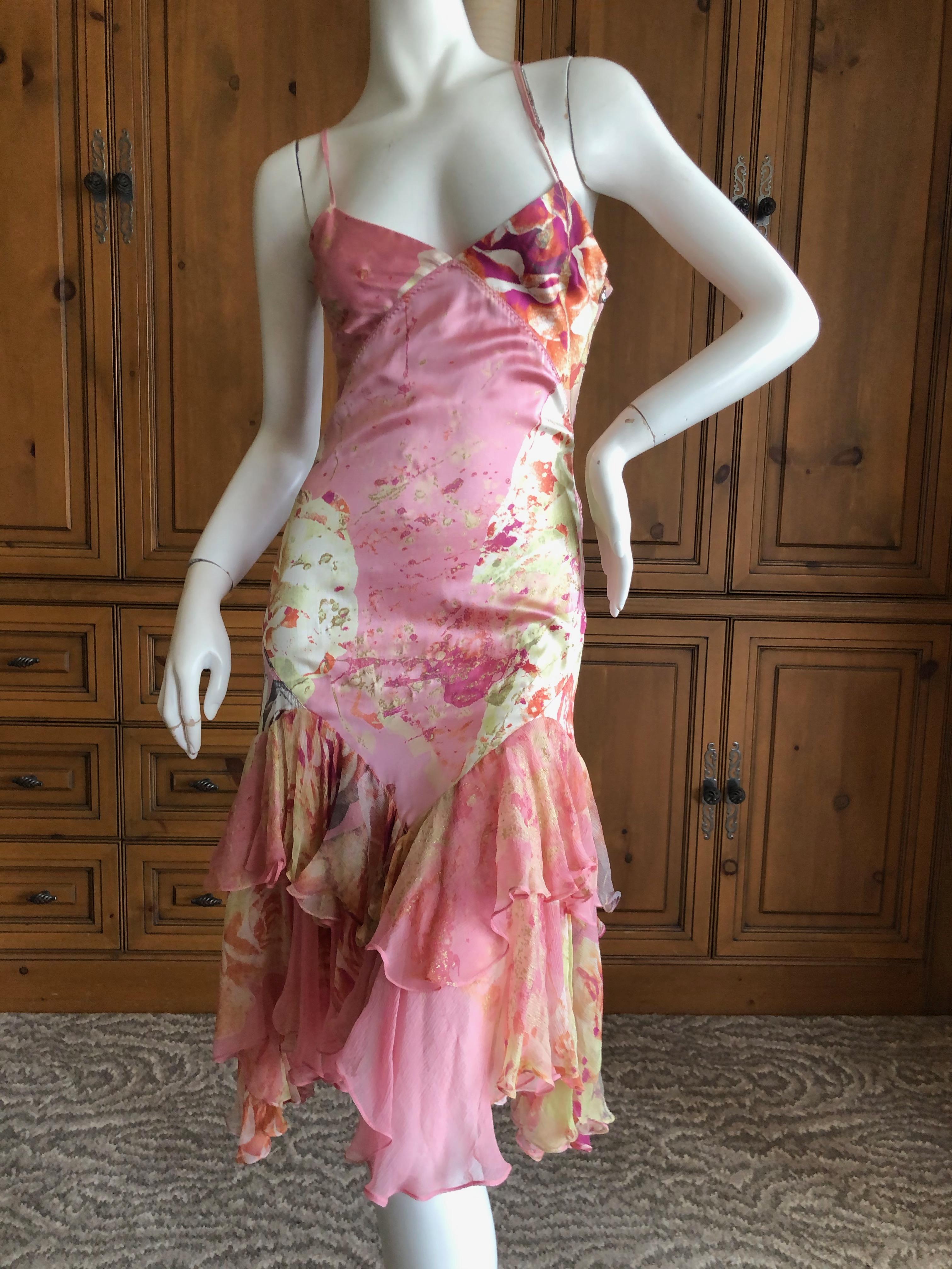 Just Cavalli by Roberto Cavalli Pink Silk Cocktail Dress
This is so pretty, with layered chiffon ruffles at skirt .
Size 40
Bust 34