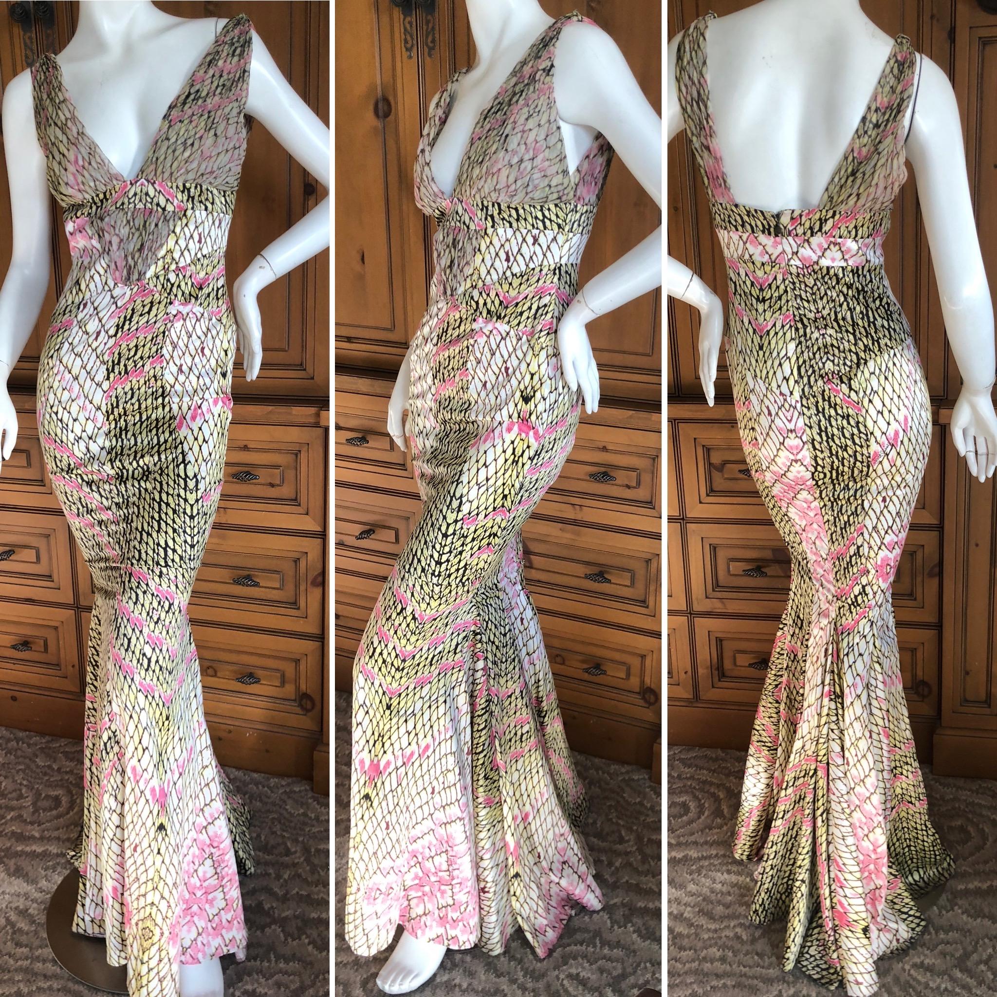 Just Cavalli by Roberto Cavalli Reptile Print Fishtail Mermaid Gown For Sale 7