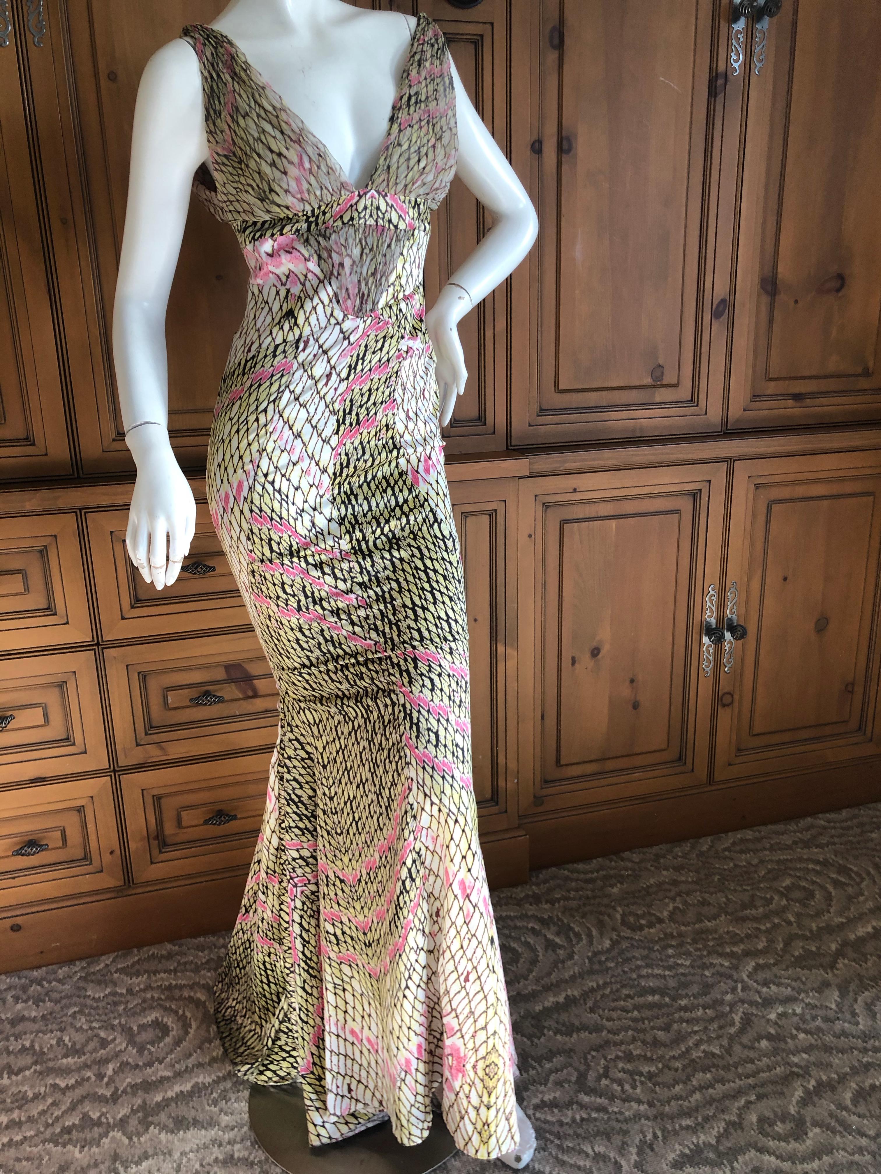 Women's Just Cavalli by Roberto Cavalli Reptile Print Fishtail Mermaid Gown For Sale