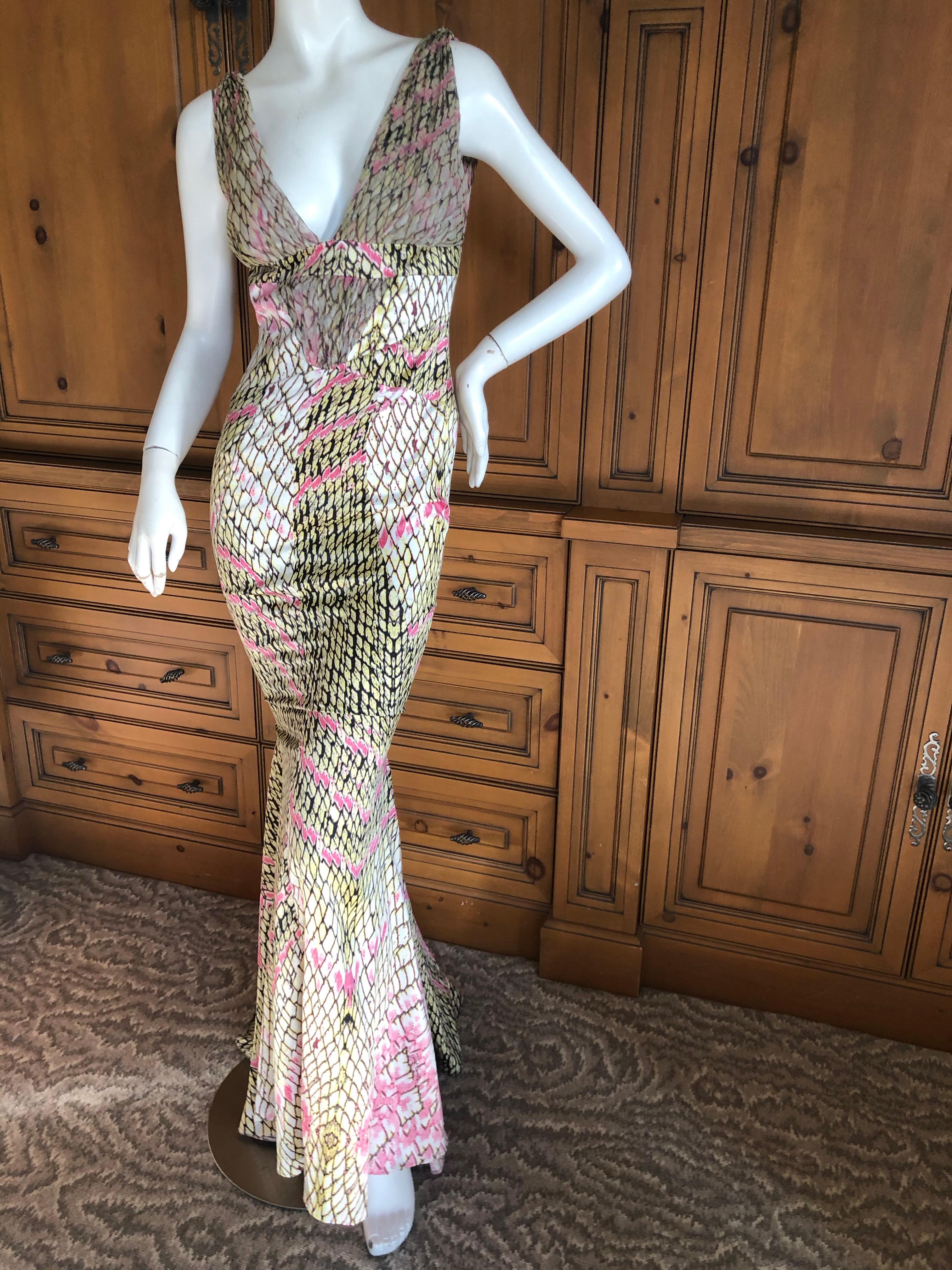 Just Cavalli by Roberto Cavalli Reptile Print Fishtail Mermaid Gown For Sale 1
