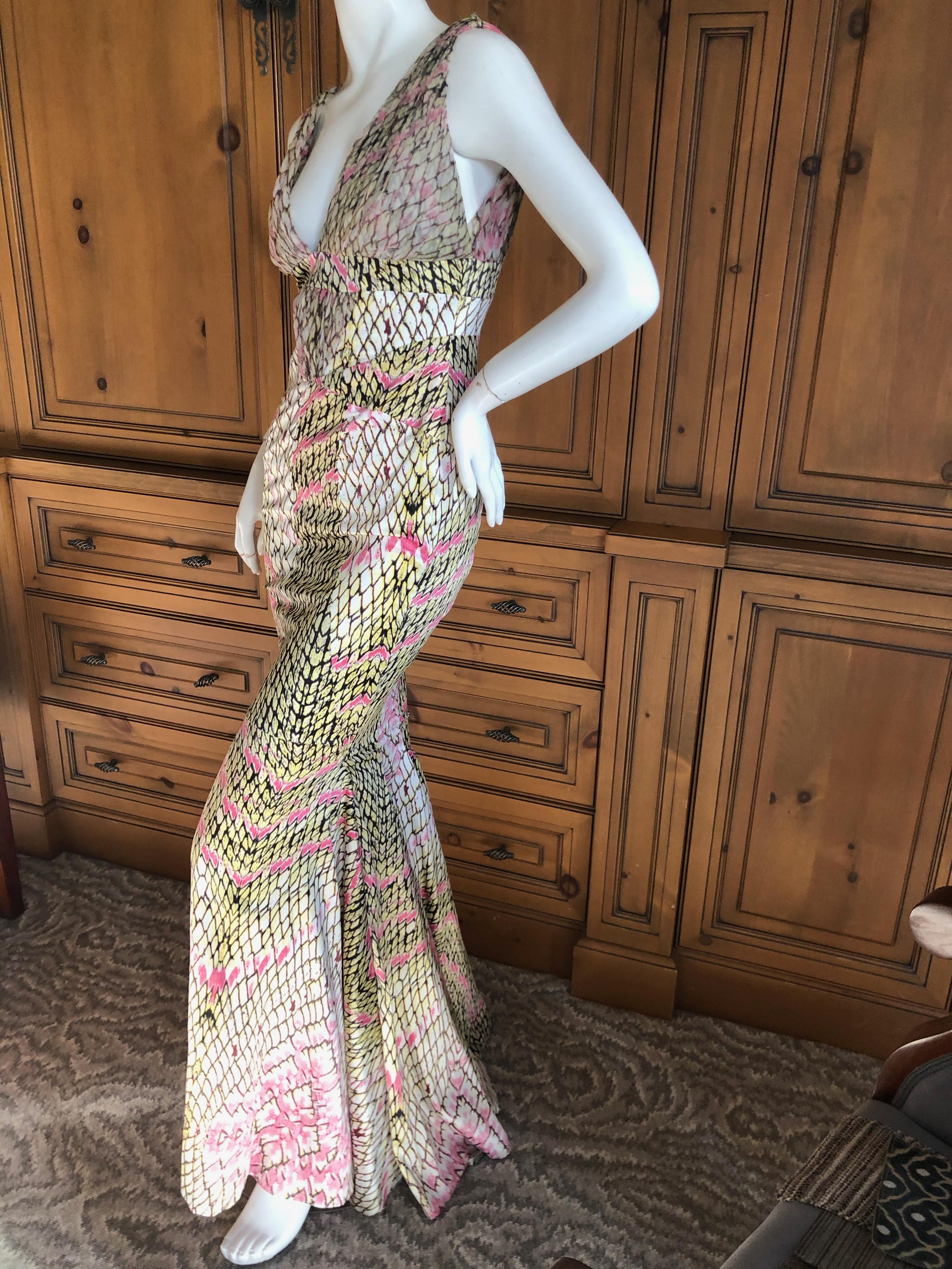 Just Cavalli by Roberto Cavalli Reptile Print Fishtail Mermaid Gown For Sale 2