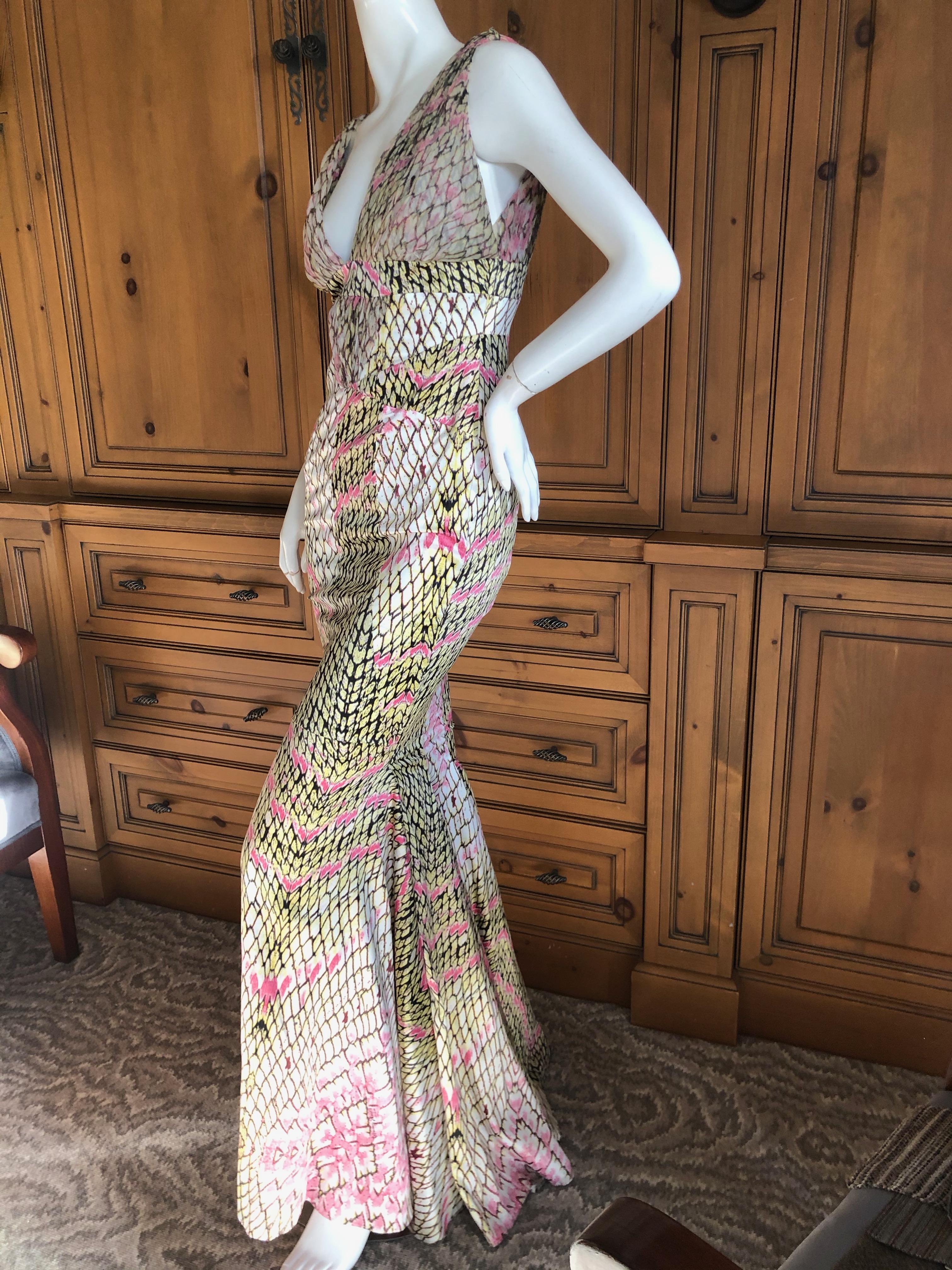 Just Cavalli by Roberto Cavalli Reptile Print Fishtail Mermaid Gown For Sale 3