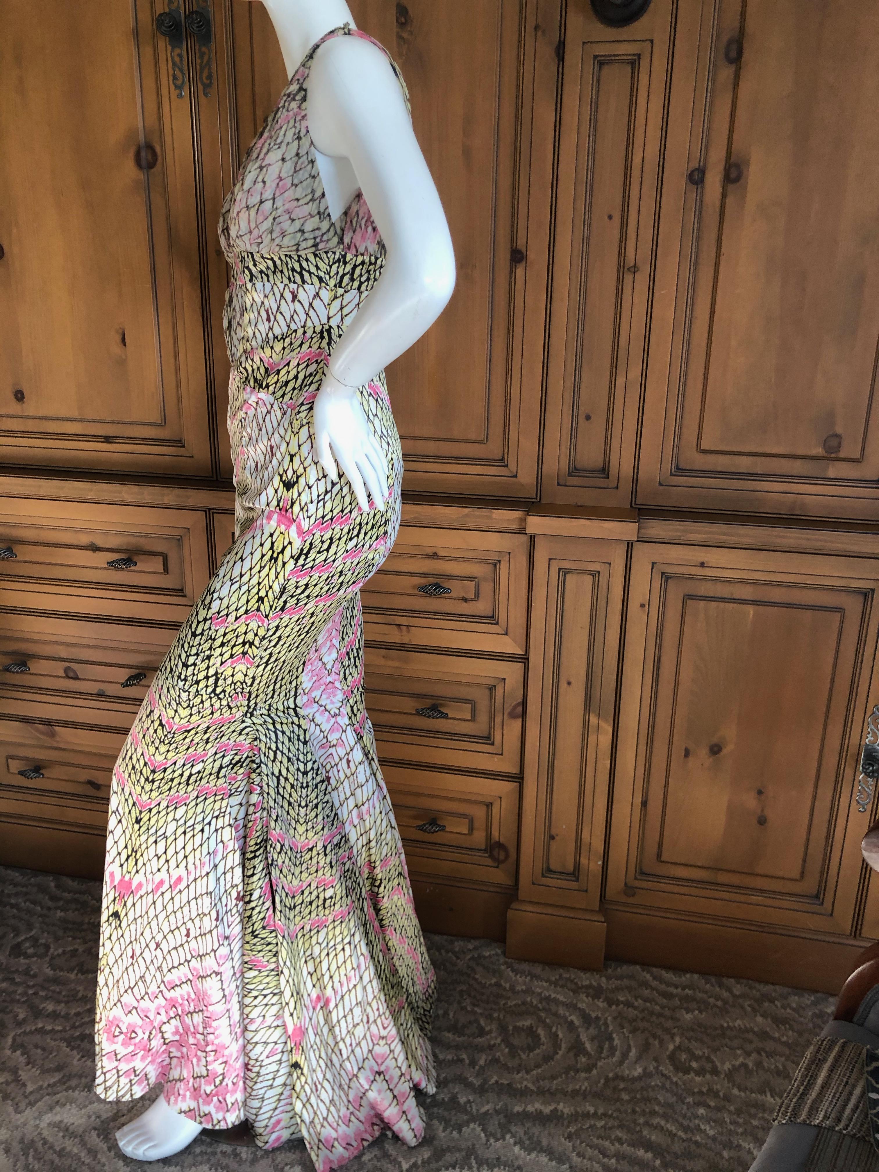 Just Cavalli by Roberto Cavalli Reptile Print Fishtail Mermaid Gown For Sale 4