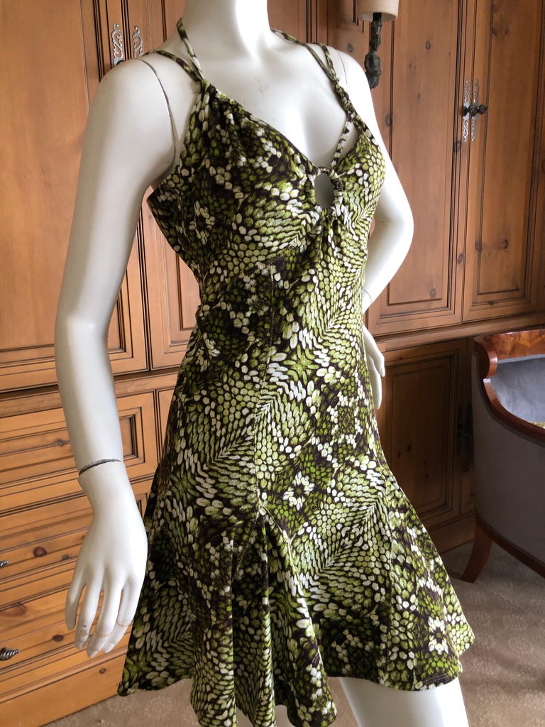 green emerald velvet dress Green Snake Print Dress main image 1