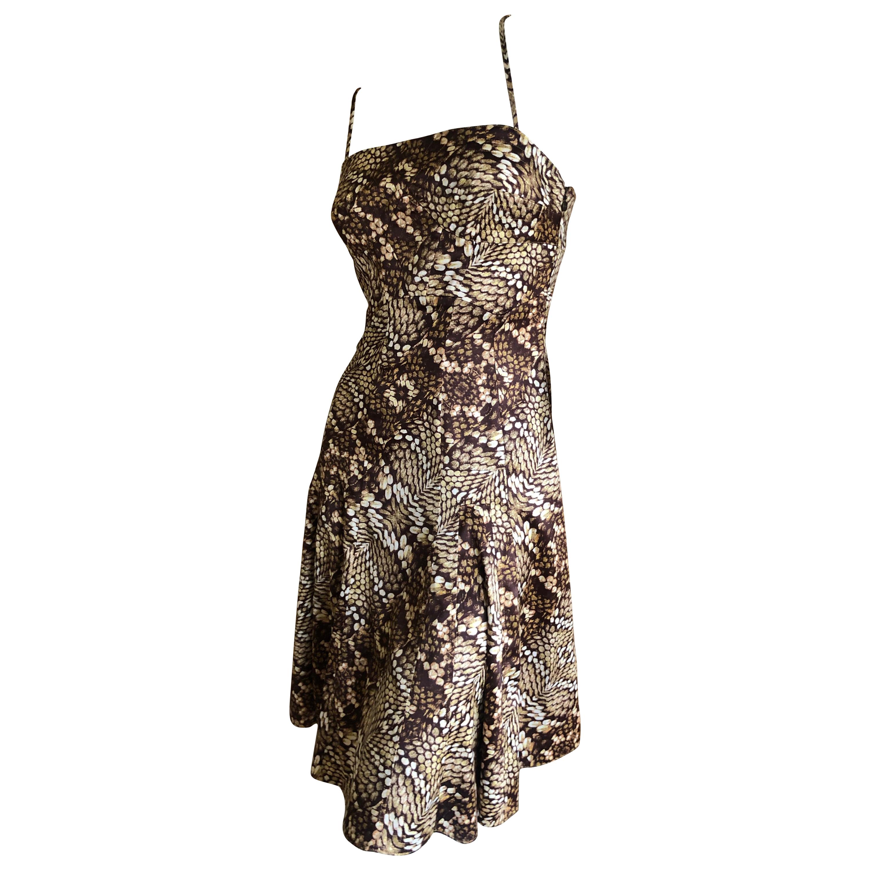 Just Cavalli by Roberto Cavalli Sweet Reptile Print Skater Skirt Mini Dress  For Sale