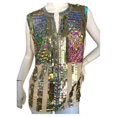 Just Cavalli by Roberto Cavalli, schillerndes, kristallverziertes Vintage-Top